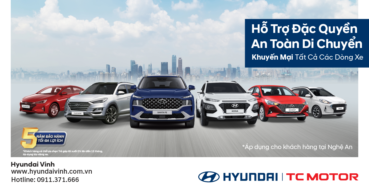 Hyundai Vinh Công Bố Chính Thức - Chi tiết Giá và Khuyến Mãi các dòng xe tháng